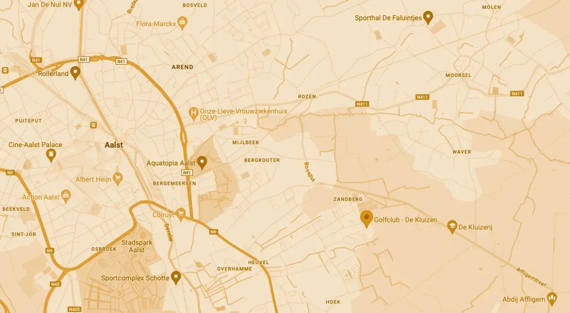Map to Restaurant Controverse @golf club de Kluizen (Zandberg 6, 9300 Aalst (BE))