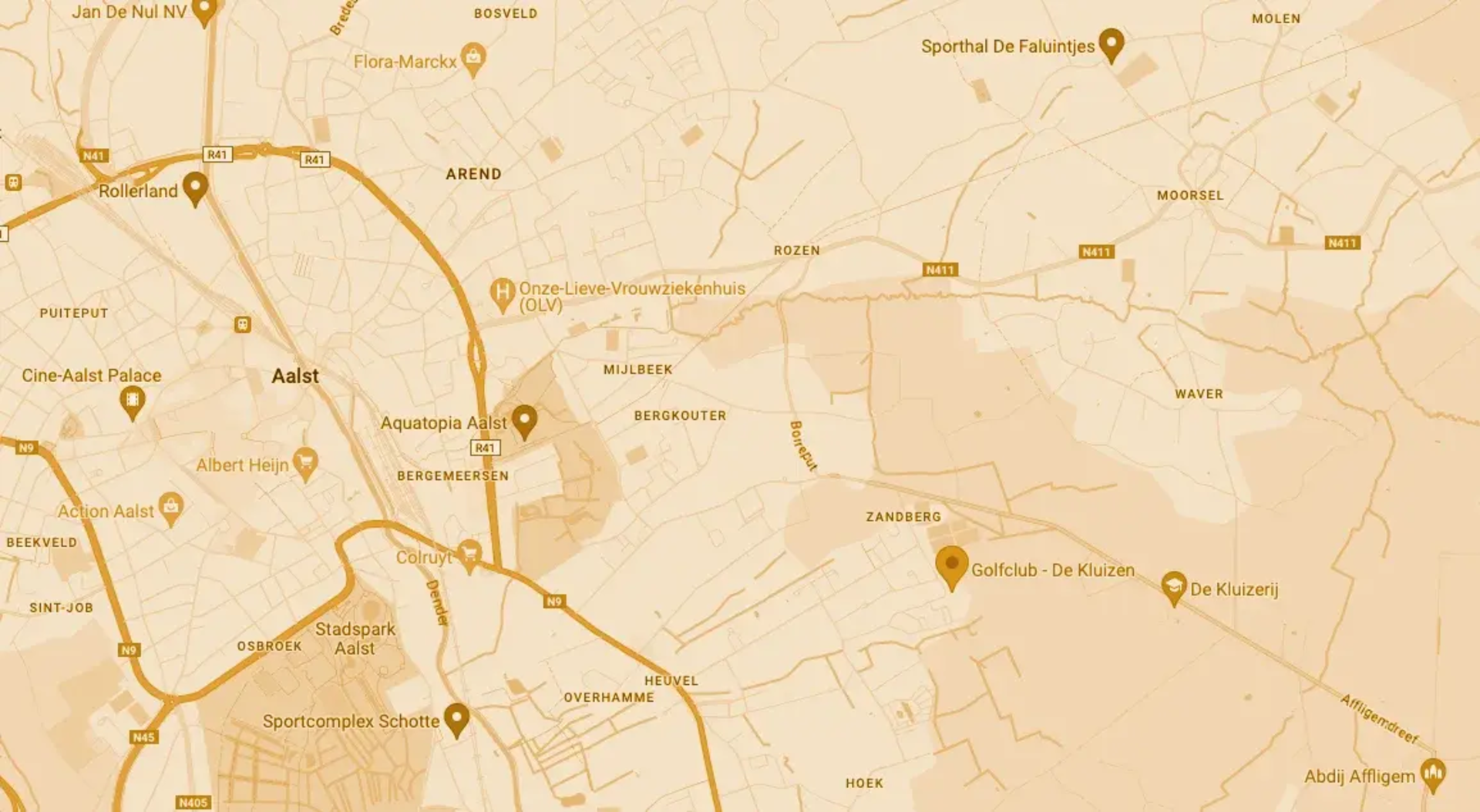 Map to Restaurant Controverse @golf club de Kluizen (Zandberg 6, 9300 Aalst (BE))