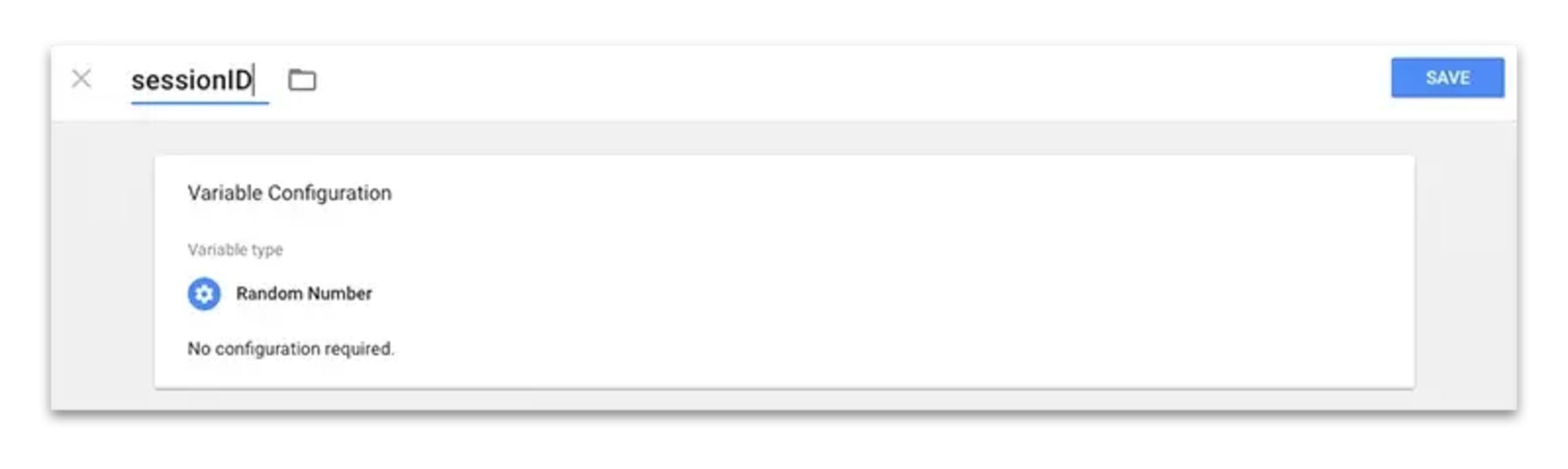 GTM screenshot, session ID variable